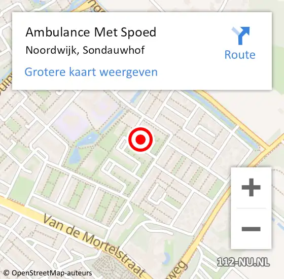 Locatie op kaart van de 112 melding: Ambulance Met Spoed Naar Noordwijk, Sondauwhof op 5 april 2023 16:53