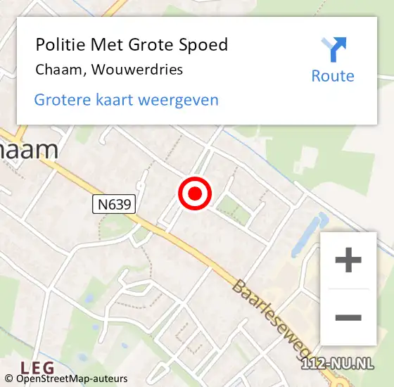 Locatie op kaart van de 112 melding: Politie Met Grote Spoed Naar Chaam, Wouwerdries op 5 april 2023 17:00