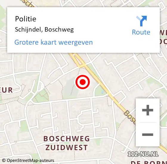 Locatie op kaart van de 112 melding: Politie Schijndel, Boschweg op 5 april 2023 17:26