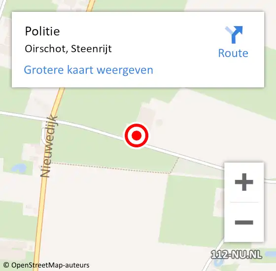 Locatie op kaart van de 112 melding: Politie Oirschot, Steenrijt op 5 april 2023 17:39