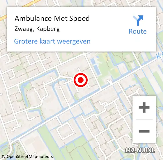 Locatie op kaart van de 112 melding: Ambulance Met Spoed Naar Zwaag, Kapberg op 5 april 2023 17:47