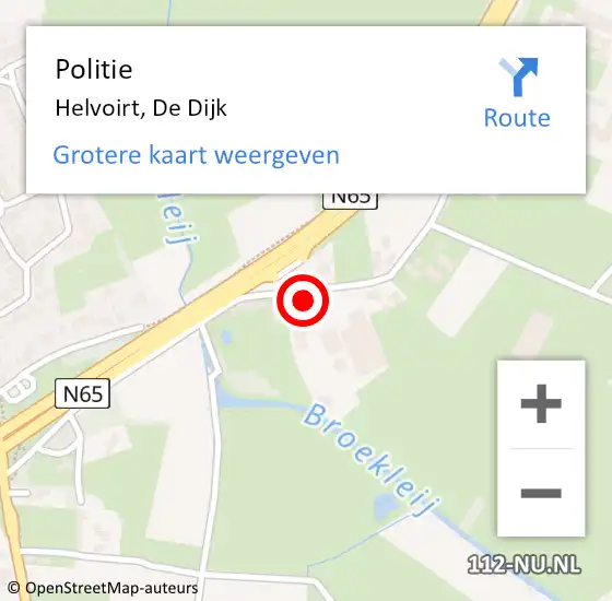 Locatie op kaart van de 112 melding: Politie Helvoirt, De Dijk op 5 april 2023 18:30