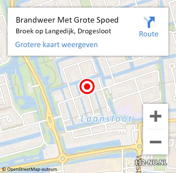 Locatie op kaart van de 112 melding: Brandweer Met Grote Spoed Naar Broek op Langedijk, Drogesloot op 5 april 2023 18:51