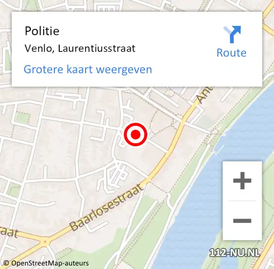 Locatie op kaart van de 112 melding: Politie Venlo, Laurentiusstraat op 5 april 2023 18:55