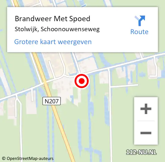 Locatie op kaart van de 112 melding: Brandweer Met Spoed Naar Stolwijk, Schoonouwenseweg op 21 augustus 2014 11:41