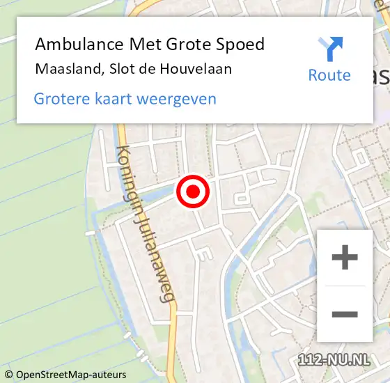 Locatie op kaart van de 112 melding: Ambulance Met Grote Spoed Naar Maasland, Slot de Houvelaan op 5 april 2023 19:05