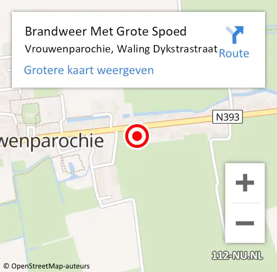 Locatie op kaart van de 112 melding: Brandweer Met Grote Spoed Naar Vrouwenparochie, Waling Dykstrastraat op 5 april 2023 19:07