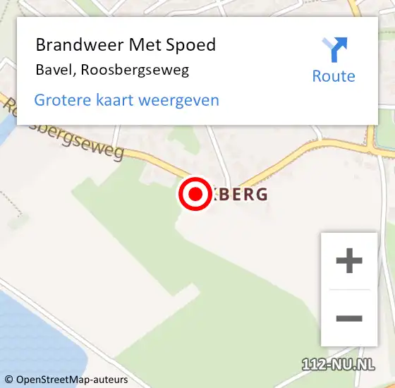 Locatie op kaart van de 112 melding: Brandweer Met Spoed Naar Bavel, Roosbergseweg op 5 april 2023 19:13