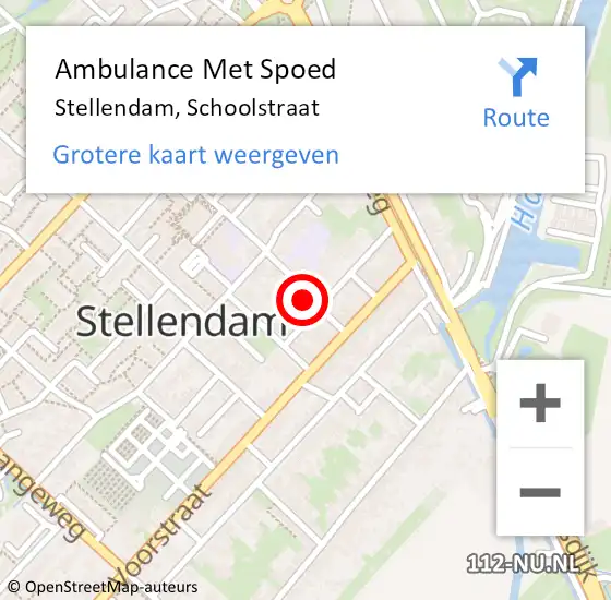 Locatie op kaart van de 112 melding: Ambulance Met Spoed Naar Stellendam, Schoolstraat op 5 april 2023 19:14