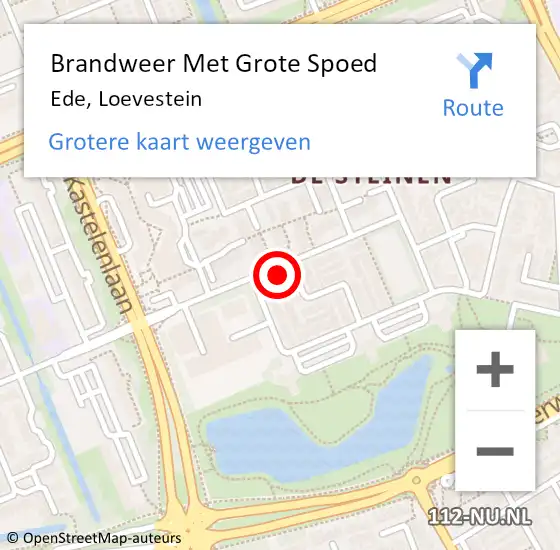 Locatie op kaart van de 112 melding: Brandweer Met Grote Spoed Naar Ede, Loevestein op 5 april 2023 19:16