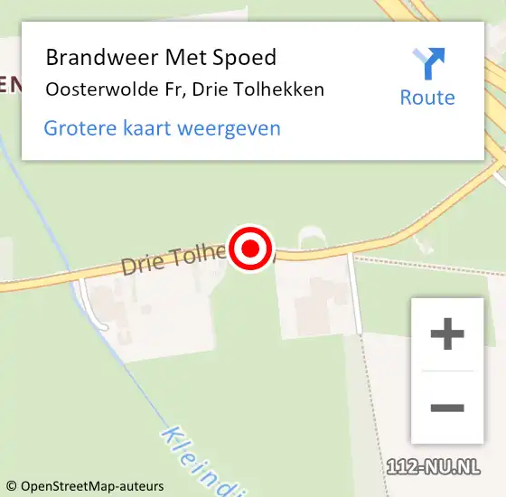 Locatie op kaart van de 112 melding: Brandweer Met Spoed Naar Oosterwolde Fr, Drie Tolhekken op 21 augustus 2014 11:43
