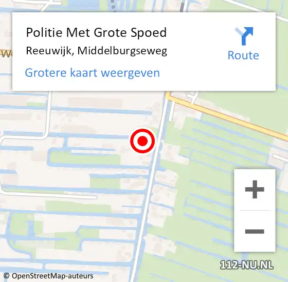 Locatie op kaart van de 112 melding: Politie Met Grote Spoed Naar Reeuwijk, Middelburgseweg op 5 april 2023 19:25