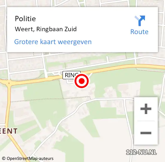 Locatie op kaart van de 112 melding: Politie Weert, Ringbaan Zuid op 5 april 2023 19:33