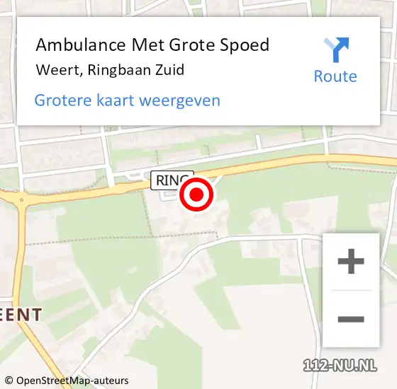 Locatie op kaart van de 112 melding: Ambulance Met Grote Spoed Naar Weert, Ringbaan Zuid op 5 april 2023 19:34