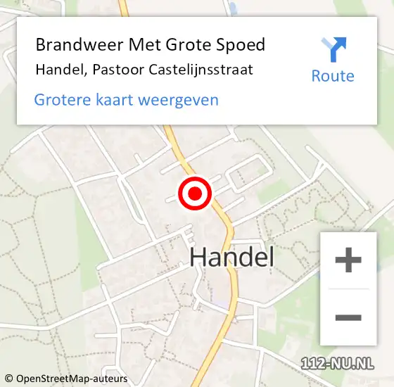 Locatie op kaart van de 112 melding: Brandweer Met Grote Spoed Naar Handel, Pastoor Castelijnsstraat op 5 april 2023 19:37