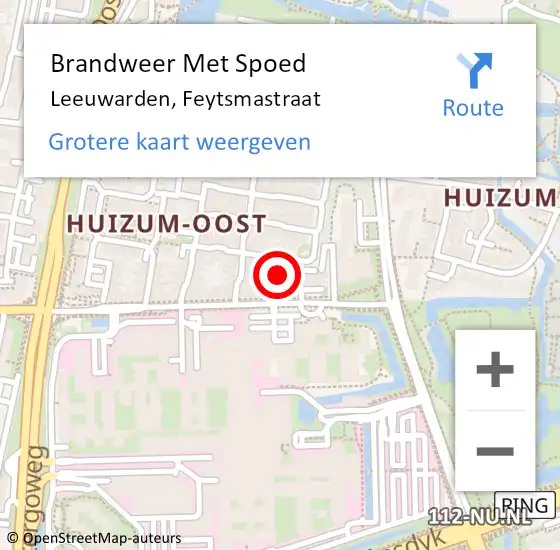 Locatie op kaart van de 112 melding: Brandweer Met Spoed Naar Leeuwarden, Feytsmastraat op 5 april 2023 19:44