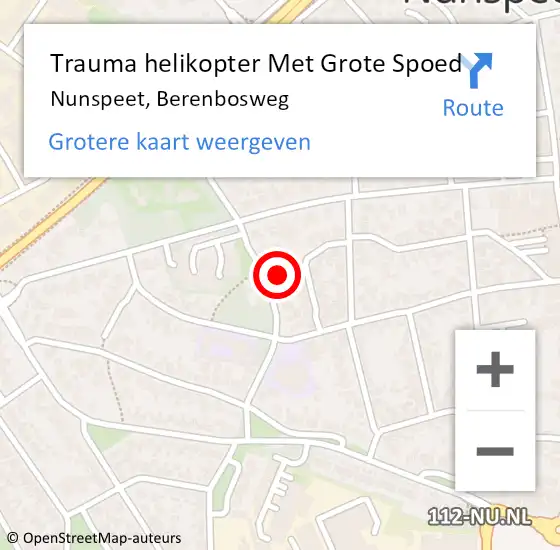 Locatie op kaart van de 112 melding: Trauma helikopter Met Grote Spoed Naar Nunspeet, Berenbosweg op 5 april 2023 19:47