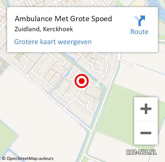 Locatie op kaart van de 112 melding: Ambulance Met Grote Spoed Naar Zuidland, Kerckhoek op 5 april 2023 20:05