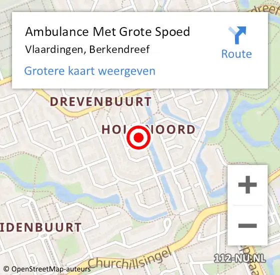 Locatie op kaart van de 112 melding: Ambulance Met Grote Spoed Naar Vlaardingen, Berkendreef op 5 april 2023 20:17