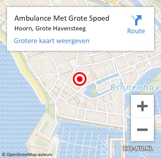 Locatie op kaart van de 112 melding: Ambulance Met Grote Spoed Naar Hoorn, Grote Havensteeg op 5 april 2023 20:56