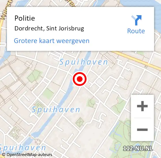 Locatie op kaart van de 112 melding: Politie Dordrecht, Sint Jorisbrug op 5 april 2023 21:03