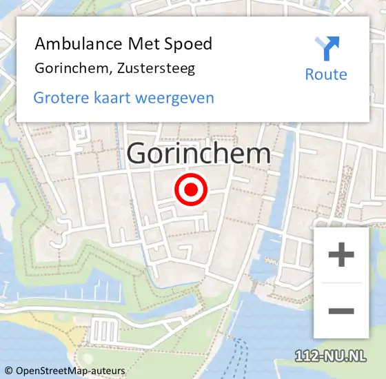 Locatie op kaart van de 112 melding: Ambulance Met Spoed Naar Gorinchem, Zustersteeg op 5 april 2023 21:05
