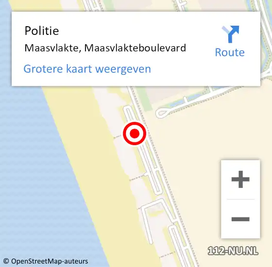 Locatie op kaart van de 112 melding: Politie Maasvlakte, Maasvlakteboulevard op 5 april 2023 21:07