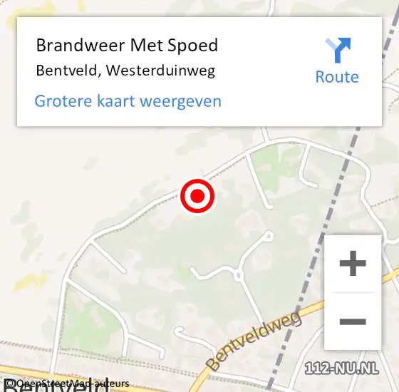Locatie op kaart van de 112 melding: Brandweer Met Spoed Naar Bentveld, Westerduinweg op 5 april 2023 21:35