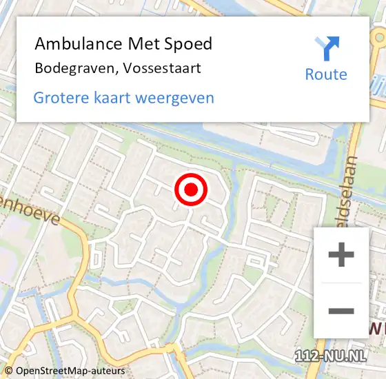 Locatie op kaart van de 112 melding: Ambulance Met Spoed Naar Bodegraven, Vossestaart op 5 april 2023 21:52