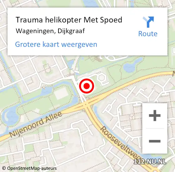 Locatie op kaart van de 112 melding: Trauma helikopter Met Spoed Naar Wageningen, Dijkgraaf op 6 april 2023 01:16