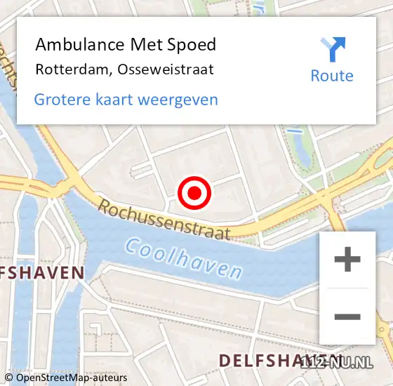 Locatie op kaart van de 112 melding: Ambulance Met Spoed Naar Rotterdam, Osseweistraat op 6 april 2023 01:27