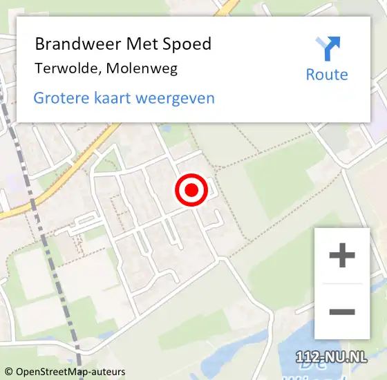 Locatie op kaart van de 112 melding: Brandweer Met Spoed Naar Terwolde, Molenweg op 6 april 2023 01:33