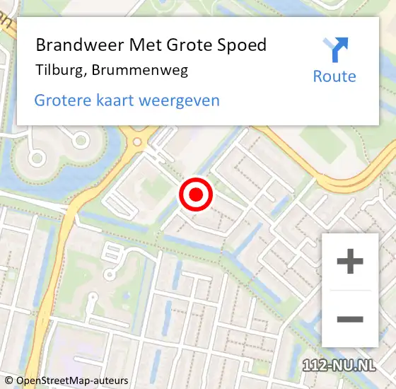 Locatie op kaart van de 112 melding: Brandweer Met Grote Spoed Naar Tilburg, Brummenweg op 6 april 2023 01:34