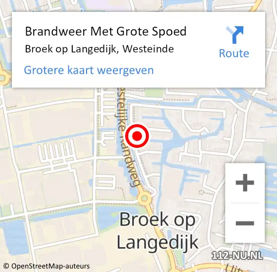 Locatie op kaart van de 112 melding: Brandweer Met Grote Spoed Naar Broek op Langedijk, Westeinde op 6 april 2023 01:46