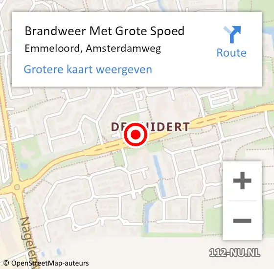 Locatie op kaart van de 112 melding: Brandweer Met Grote Spoed Naar Emmeloord, Amsterdamweg op 6 april 2023 02:45
