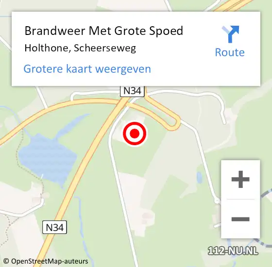 Locatie op kaart van de 112 melding: Brandweer Met Grote Spoed Naar Holthone, Scheerseweg op 6 april 2023 03:15