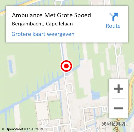 Locatie op kaart van de 112 melding: Ambulance Met Grote Spoed Naar Bergambacht, Capellelaan op 6 april 2023 06:39