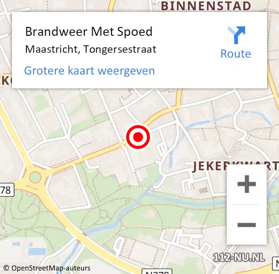 Locatie op kaart van de 112 melding: Brandweer Met Spoed Naar Maastricht, Tongersestraat op 6 april 2023 07:27