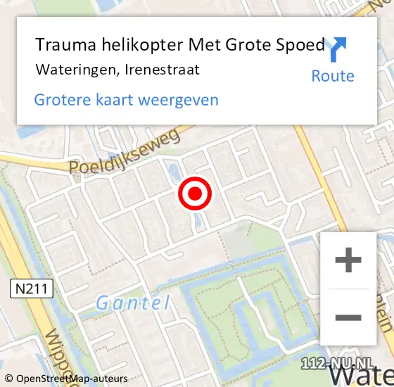 Locatie op kaart van de 112 melding: Trauma helikopter Met Grote Spoed Naar Wateringen, Irenestraat op 6 april 2023 07:39