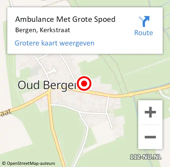 Locatie op kaart van de 112 melding: Ambulance Met Grote Spoed Naar Bergen, Kerkstraat op 6 april 2023 08:06