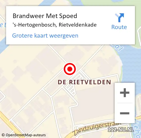 Locatie op kaart van de 112 melding: Brandweer Met Spoed Naar 's-Hertogenbosch, Rietveldenkade op 6 april 2023 08:17