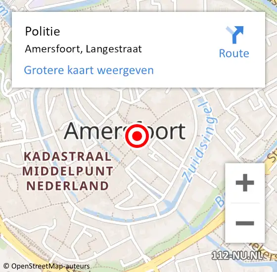 Locatie op kaart van de 112 melding: Politie Amersfoort, Langestraat op 6 april 2023 08:23