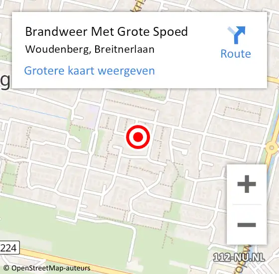 Locatie op kaart van de 112 melding: Brandweer Met Grote Spoed Naar Woudenberg, Breitnerlaan op 6 april 2023 09:16