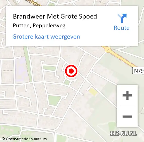 Locatie op kaart van de 112 melding: Brandweer Met Grote Spoed Naar Putten, Peppelerweg op 6 april 2023 09:17