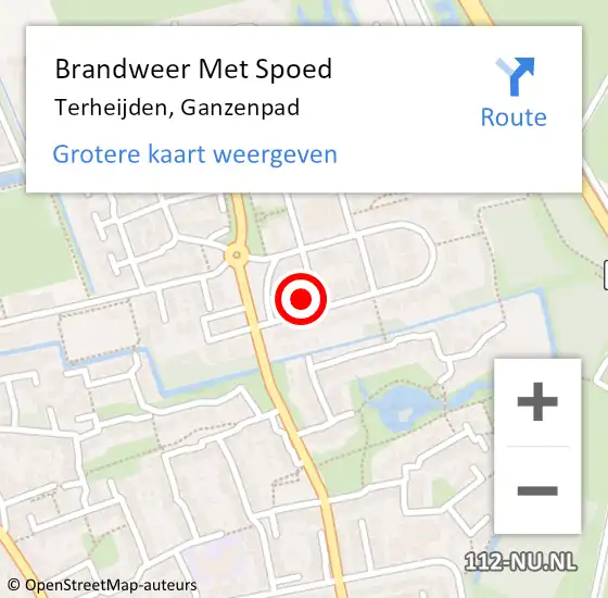 Locatie op kaart van de 112 melding: Brandweer Met Spoed Naar Terheijden, Ganzenpad op 6 april 2023 09:26