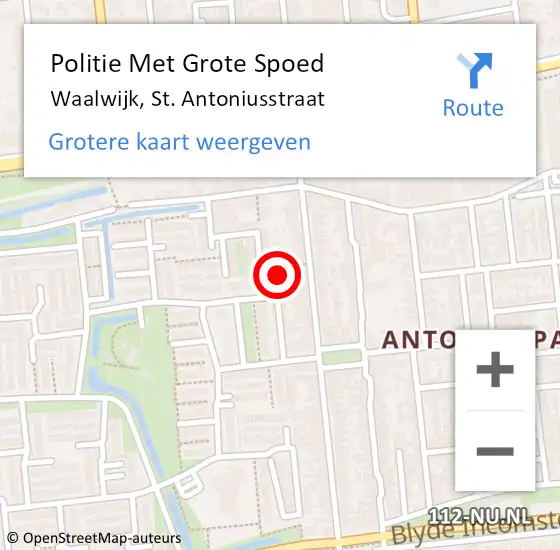 Locatie op kaart van de 112 melding: Politie Met Grote Spoed Naar Waalwijk, St. Antoniusstraat op 6 april 2023 09:45