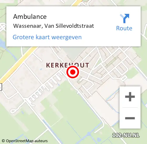 Locatie op kaart van de 112 melding: Ambulance Wassenaar, Van Sillevoldtstraat op 21 augustus 2014 12:32