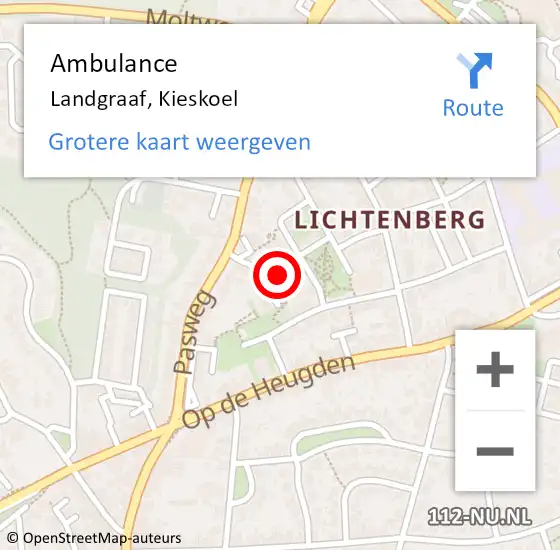 Locatie op kaart van de 112 melding: Ambulance Landgraaf, Kieskoel op 21 augustus 2014 12:32