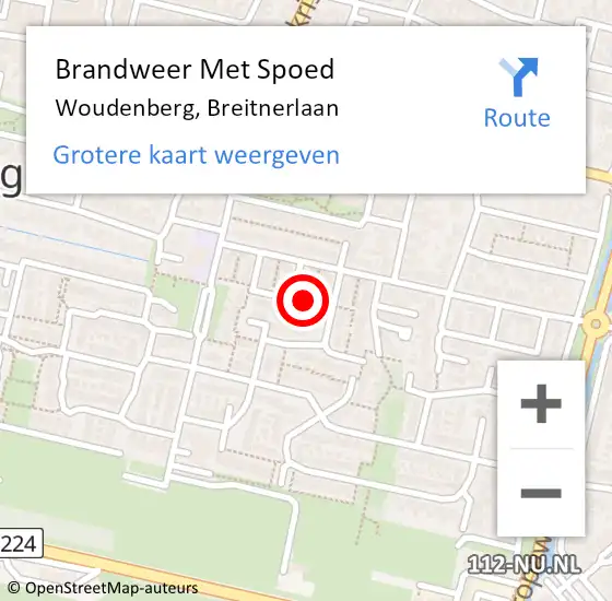 Locatie op kaart van de 112 melding: Brandweer Met Spoed Naar Woudenberg, Breitnerlaan op 6 april 2023 10:14