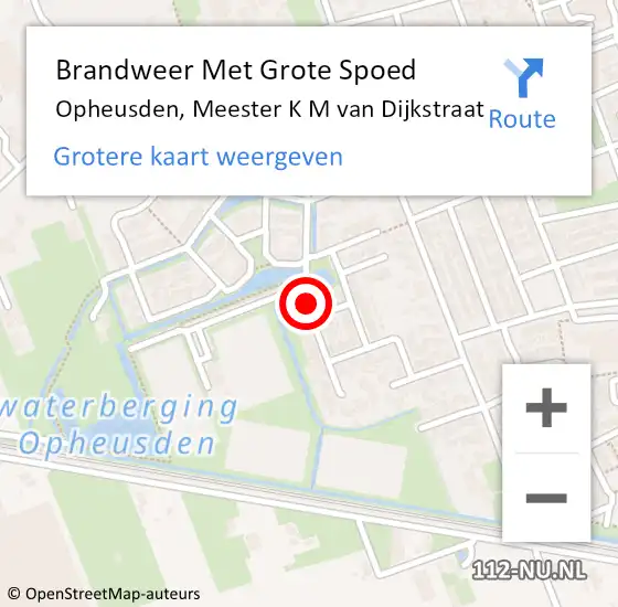 Locatie op kaart van de 112 melding: Brandweer Met Grote Spoed Naar Opheusden, Meester K M van Dijkstraat op 6 april 2023 10:22